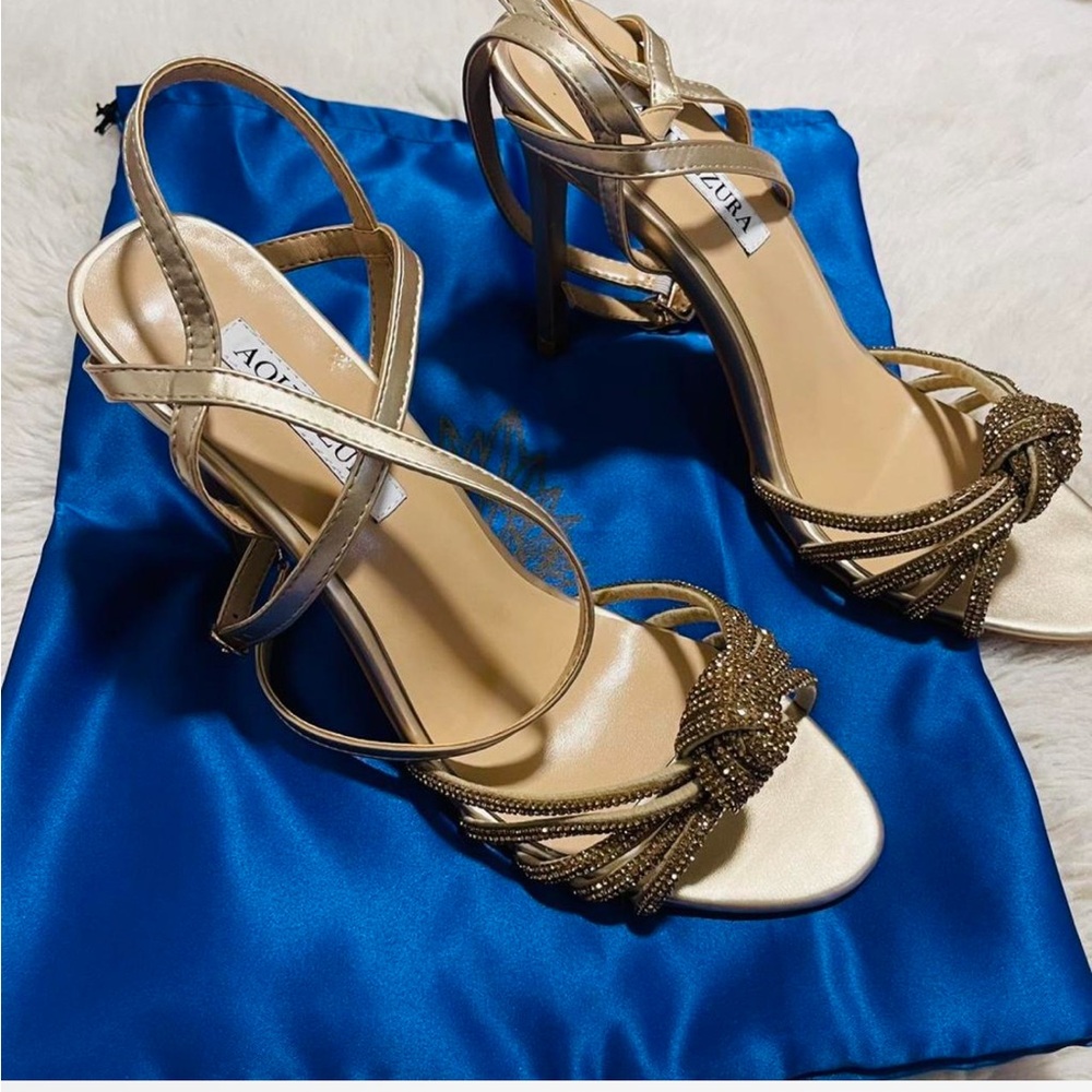 Aquazzura Metallic Gold Strappy Heels